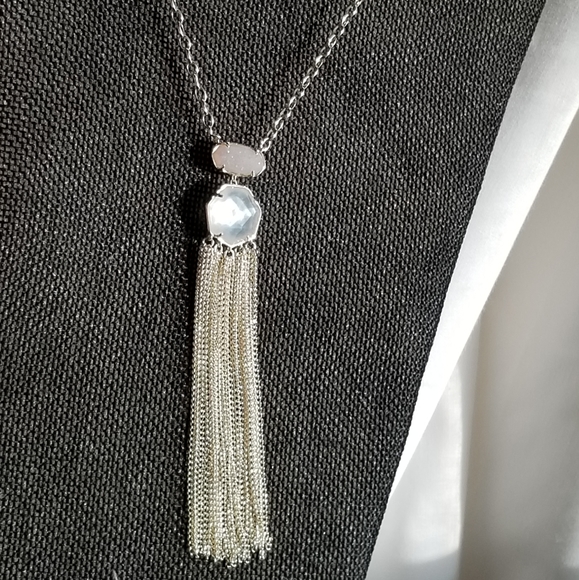 NWT Iridescent Drusy & White MOP Tae Necklace Gold - Picture 2 of 3